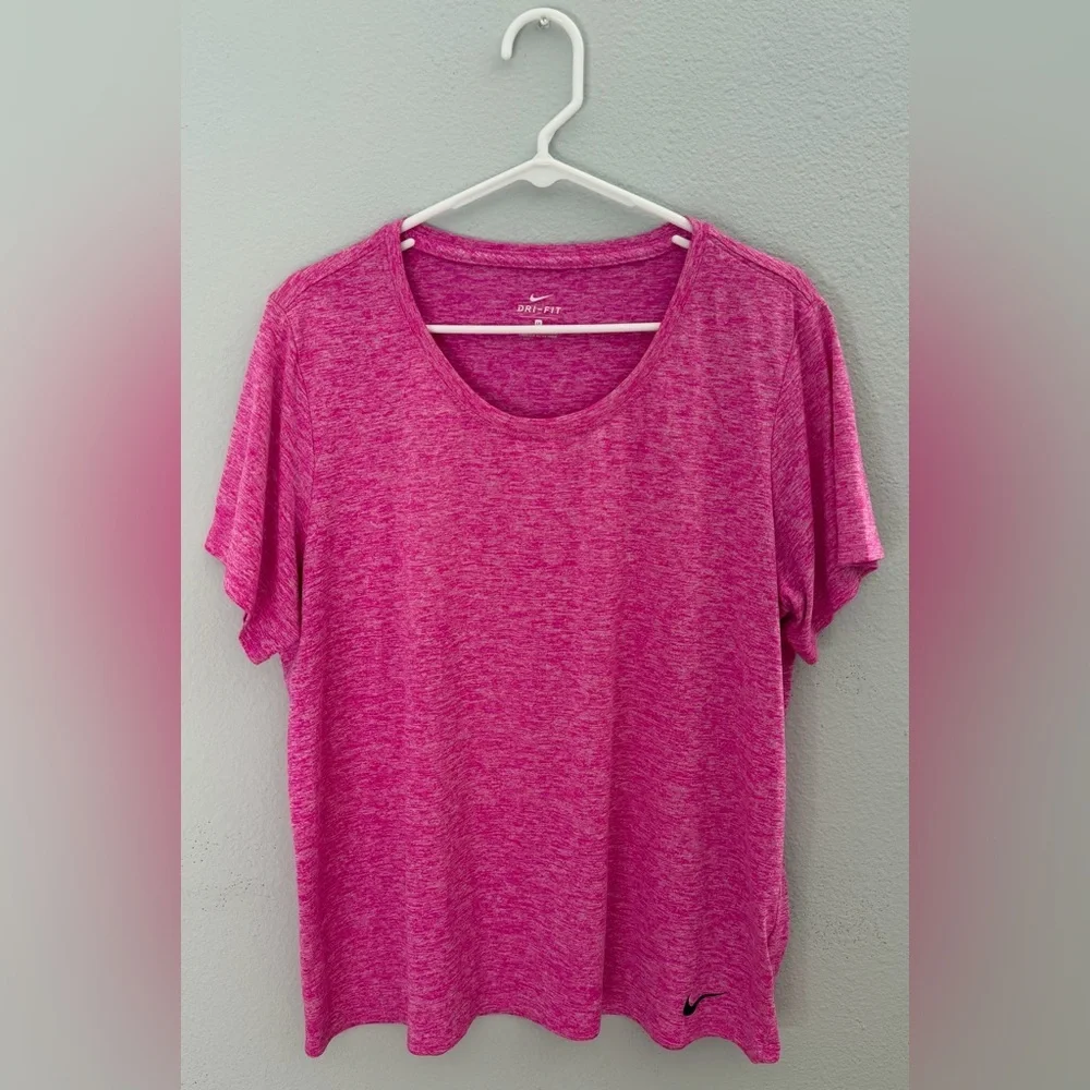 Nike Women's Short Sleeve Scoop Neck Active Tee - Heather Magenta- Size 1X